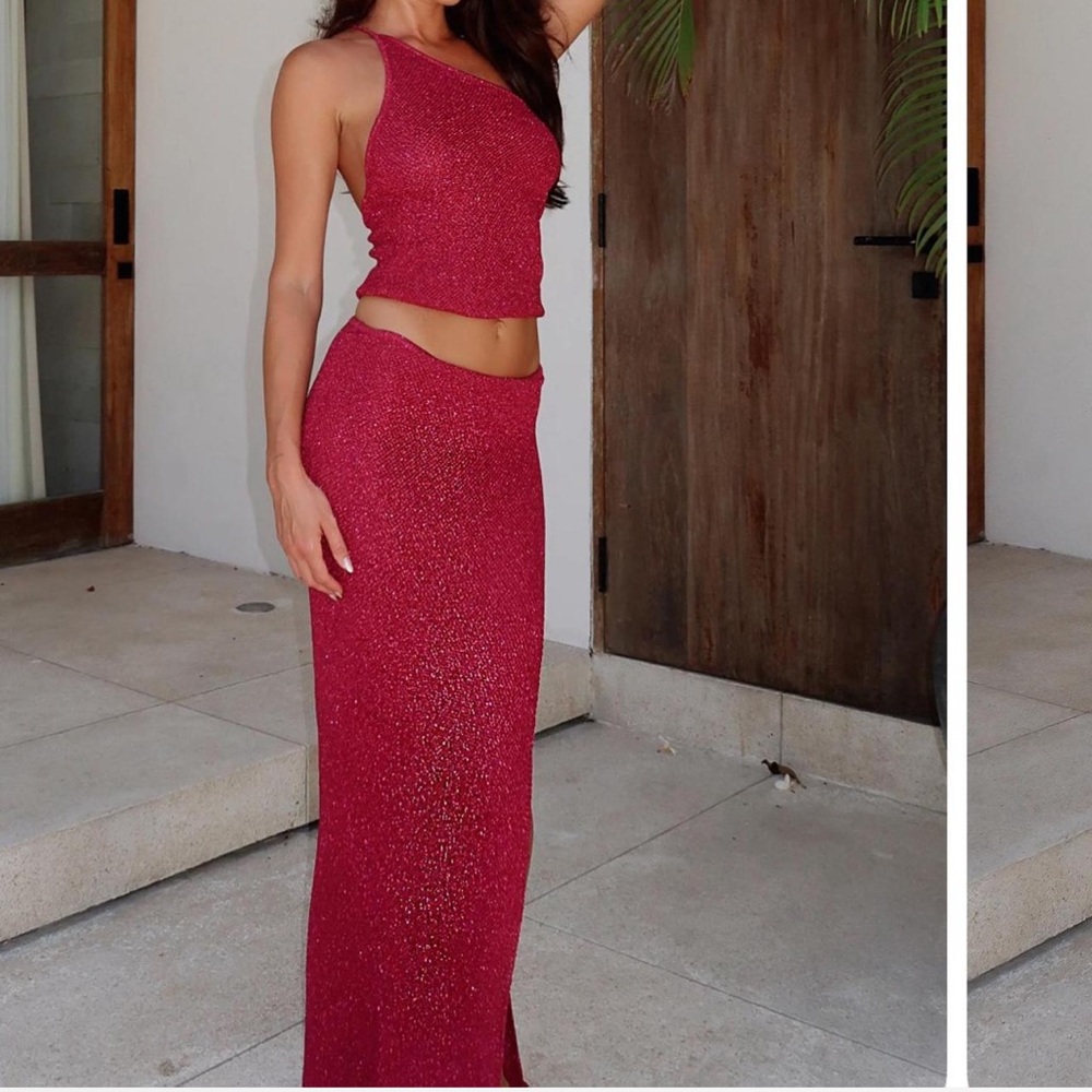 Purple red magenta skirt and tank top set